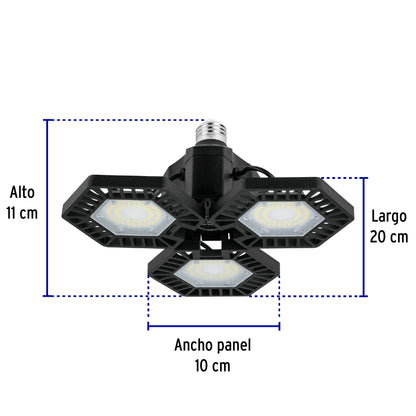 Luminario de LED 50 W, aluminio con 3 paneles abatibles | ABA-700L | 46587