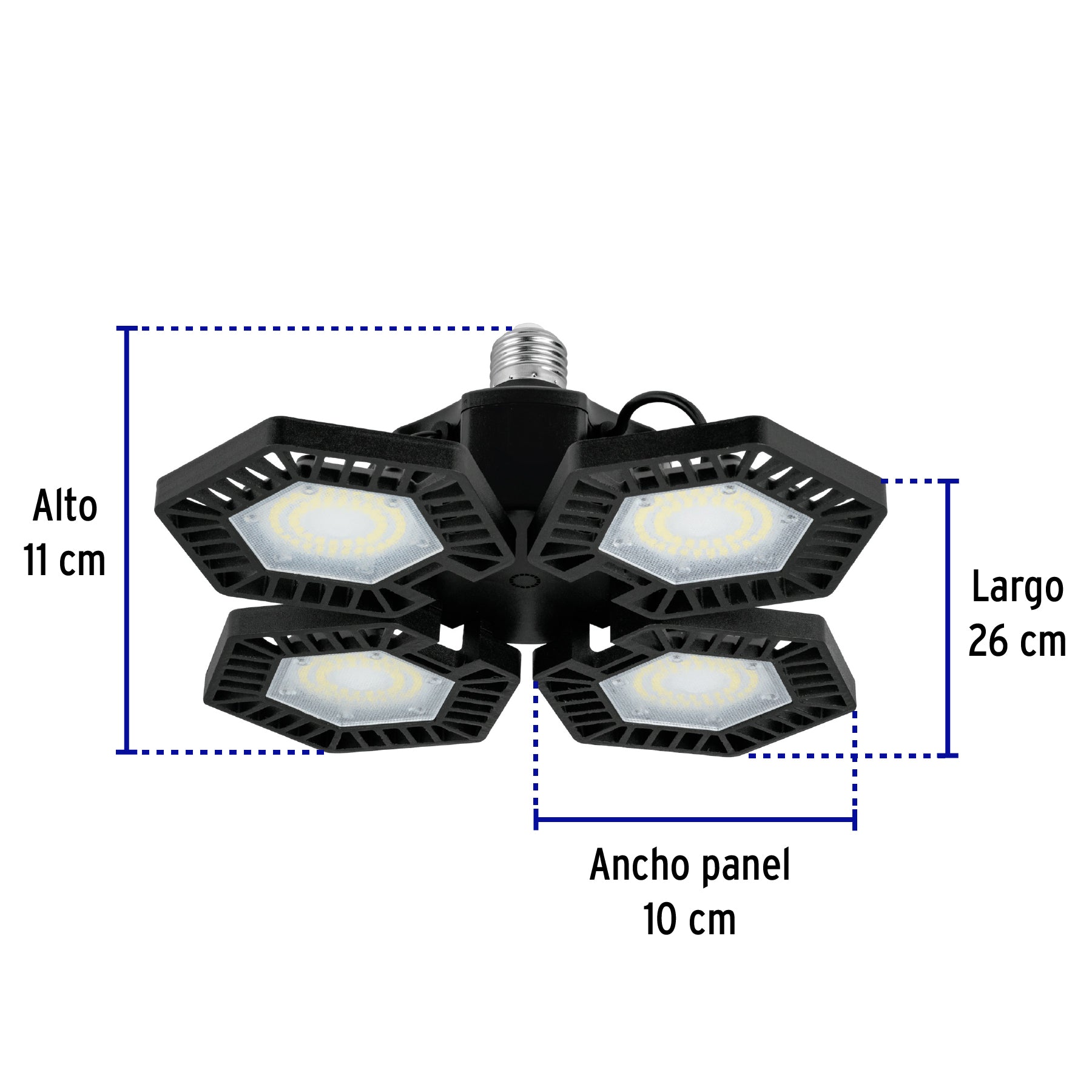 Luminario de LED 100 W, aluminio con 4 paneles abatibles | ABA-701L | 46588