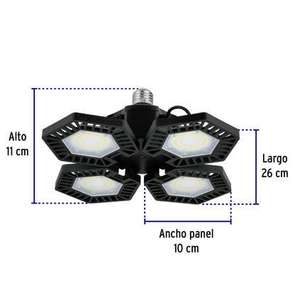 Luminario de LED 100 W, aluminio con 4 paneles abatibles | ABA-701L | 46588