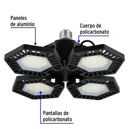Luminario de LED 100 W, aluminio con 4 paneles abatibles | ABA-701L | 46588