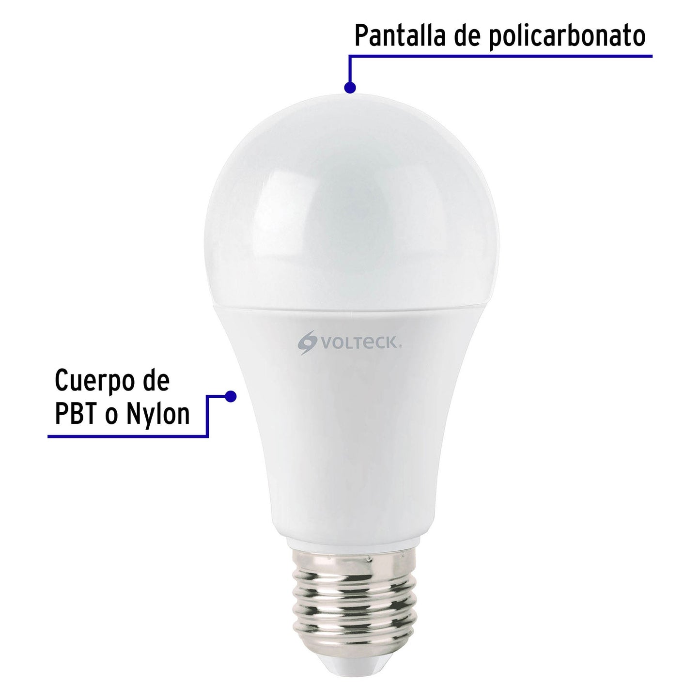 Lámpara LED A19 14 W (equiv. 100 W) luz cálida, caja Volteck | LED-100C | 46593