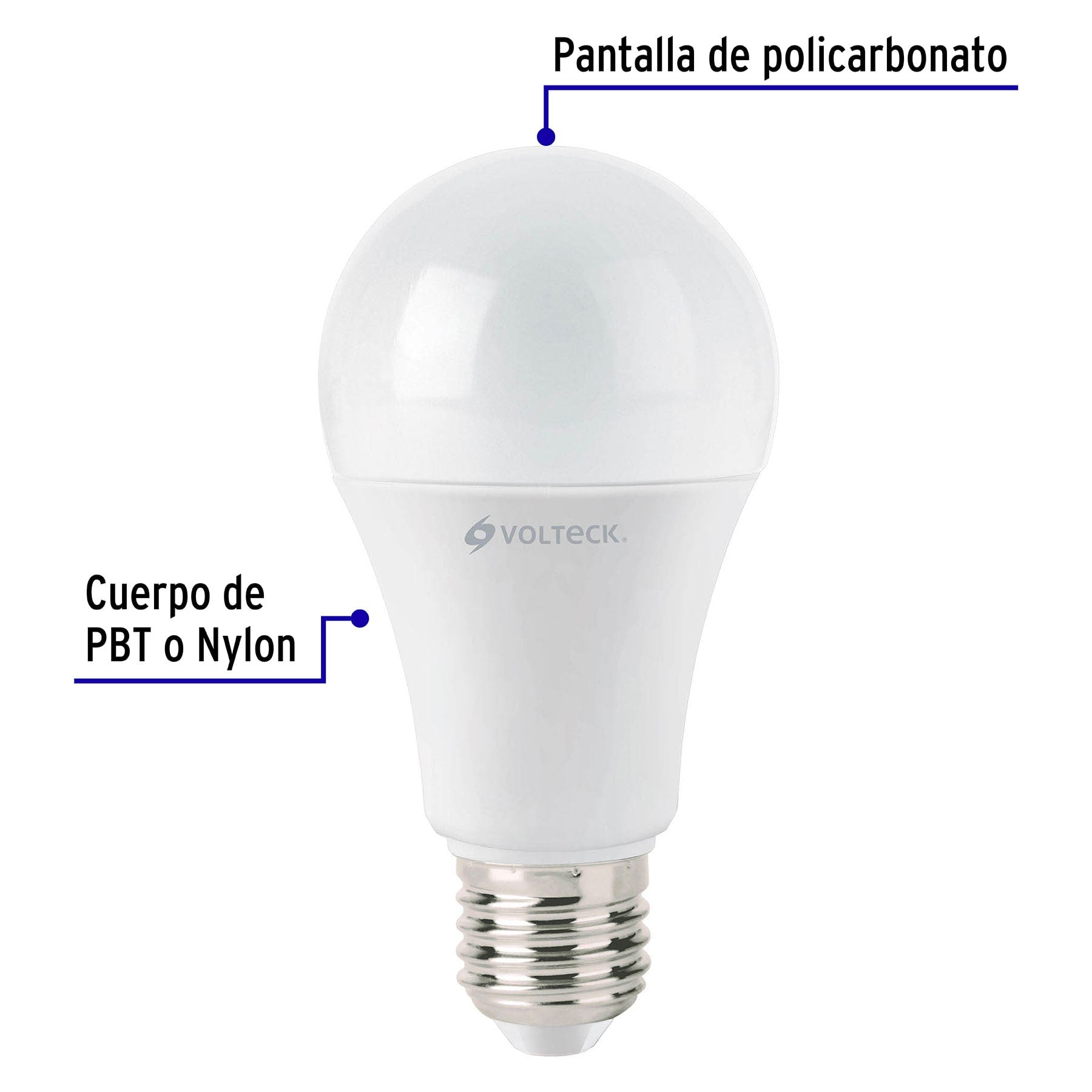 Lámpara LED A19 14 W (equiv. 100 W) luz cálida, caja Volteck | LED-100C | 46593