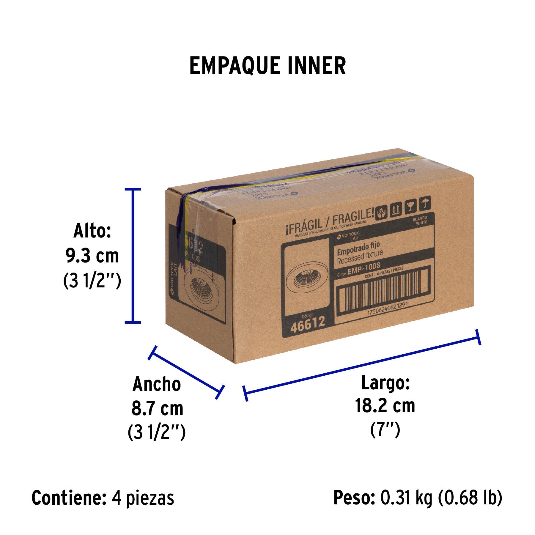 Luminario redondo blanco spot fijo, lámpara no incluida | EMP-100S | 46612