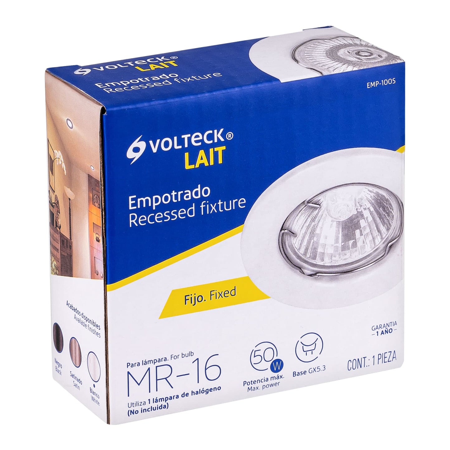 Luminario redondo blanco spot fijo, lámpara no incluida | EMP-100S | 46612