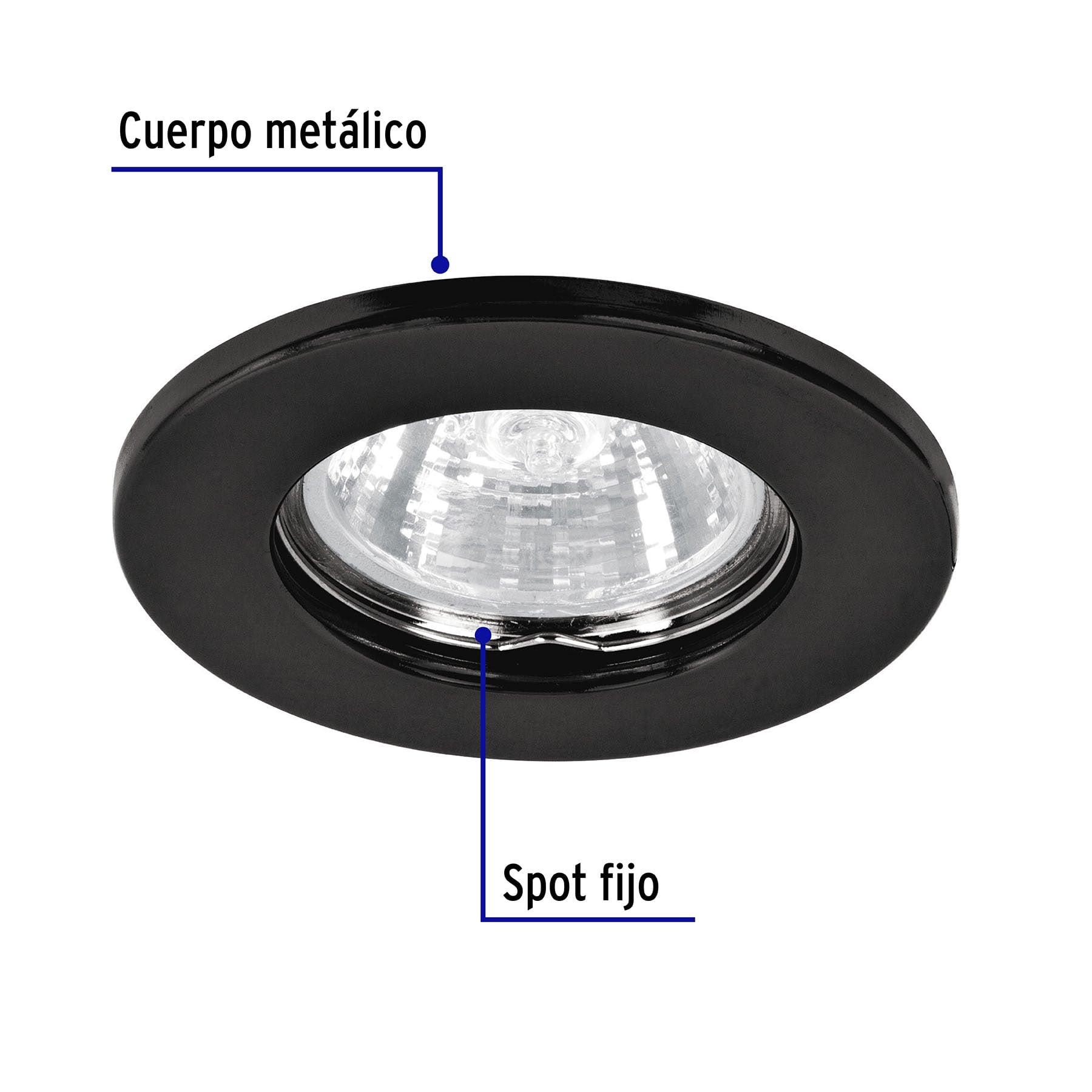 Luminario redondo negro spot fijo, lámpara no incluida | EMP-101S | 46613