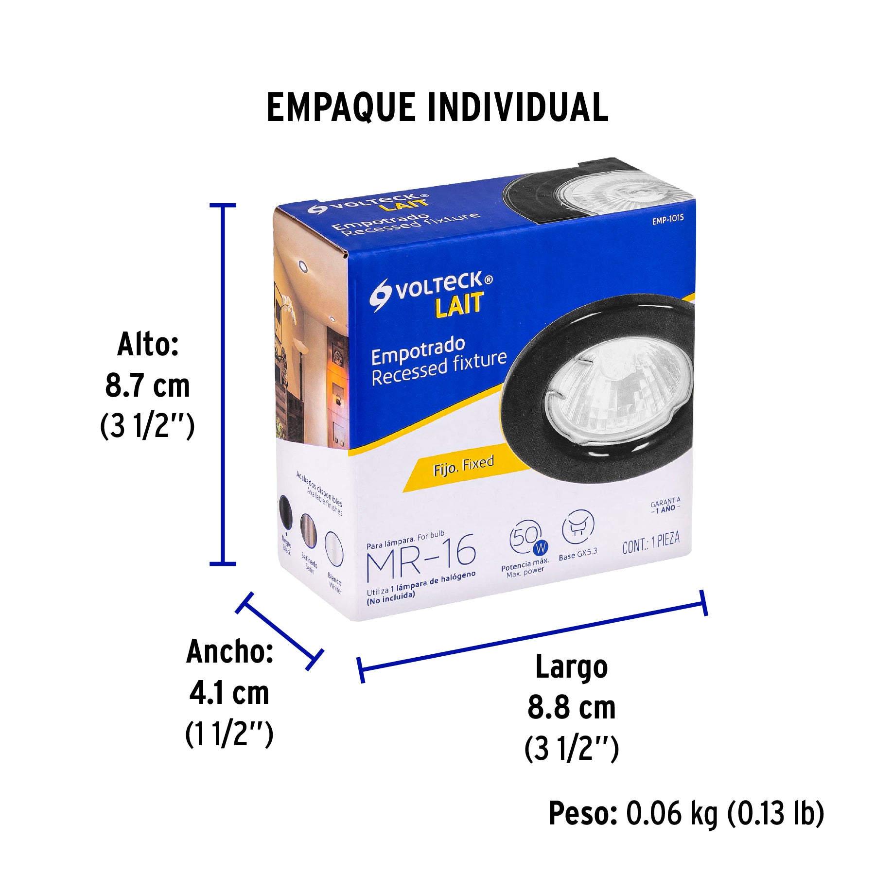 Luminario redondo negro spot fijo, lámpara no incluida | EMP-101S | 46613