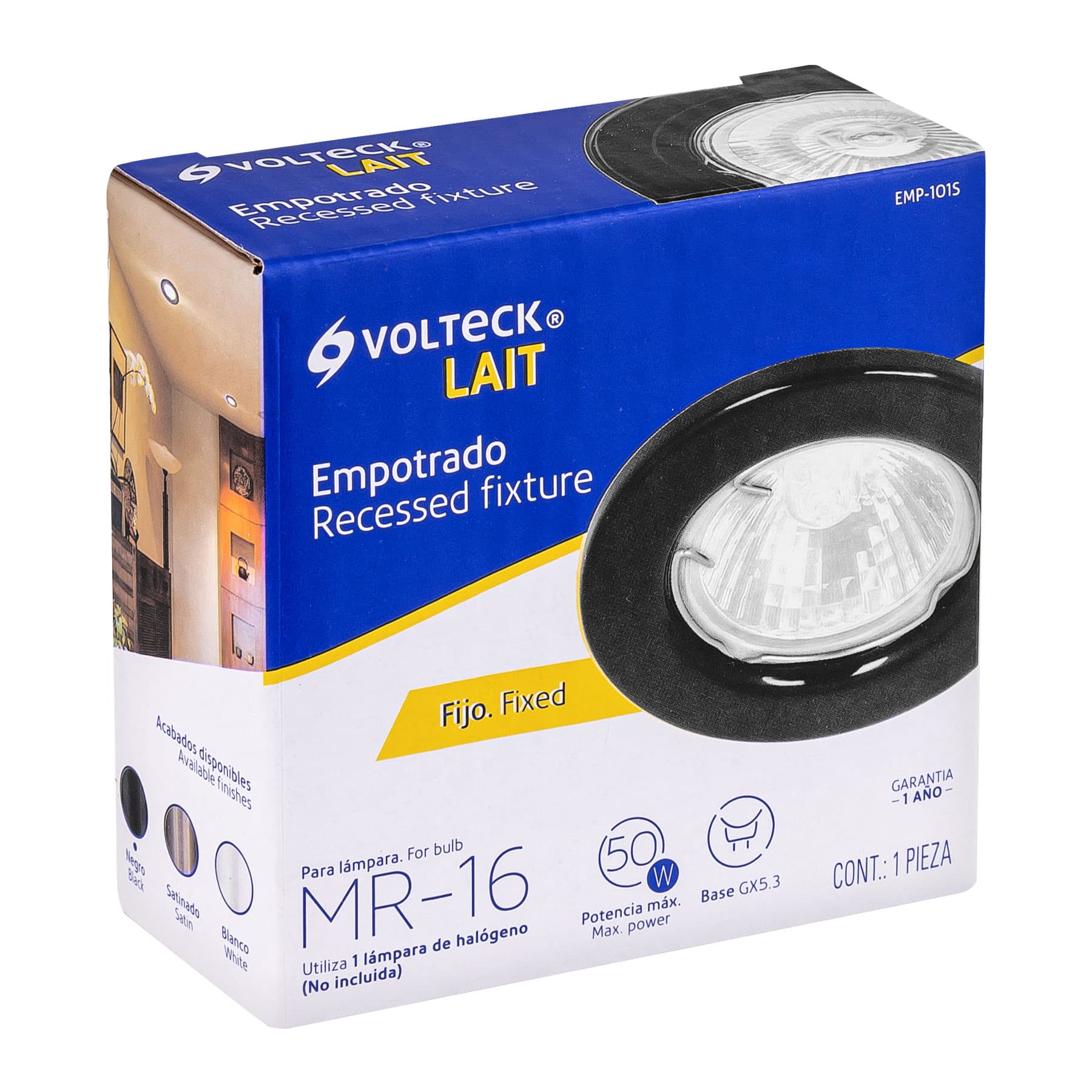 Luminario redondo negro spot fijo, lámpara no incluida | EMP-101S | 46613