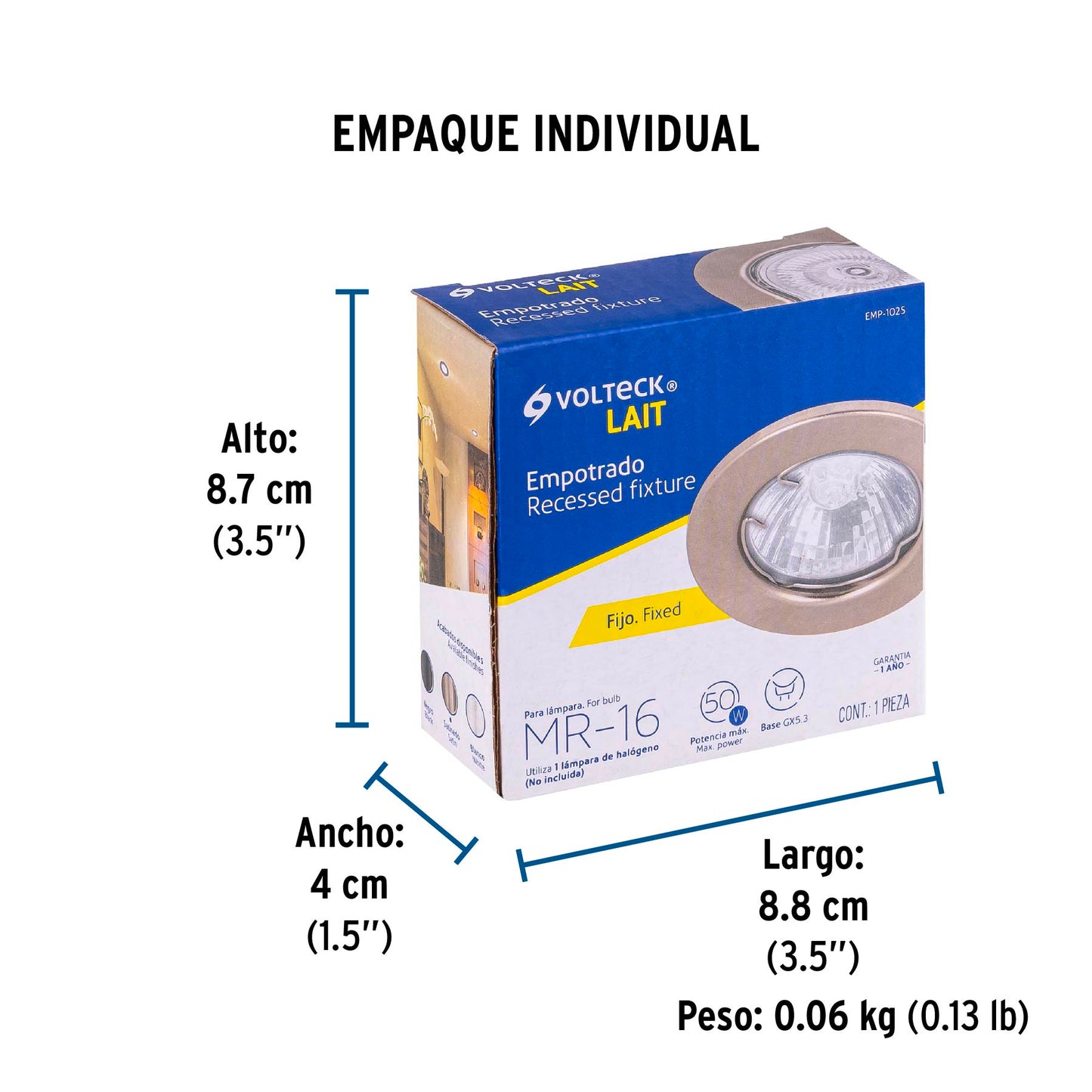 Luminario redondo satín spot fijo, lámpara no incluida | EMP-102S | 46614