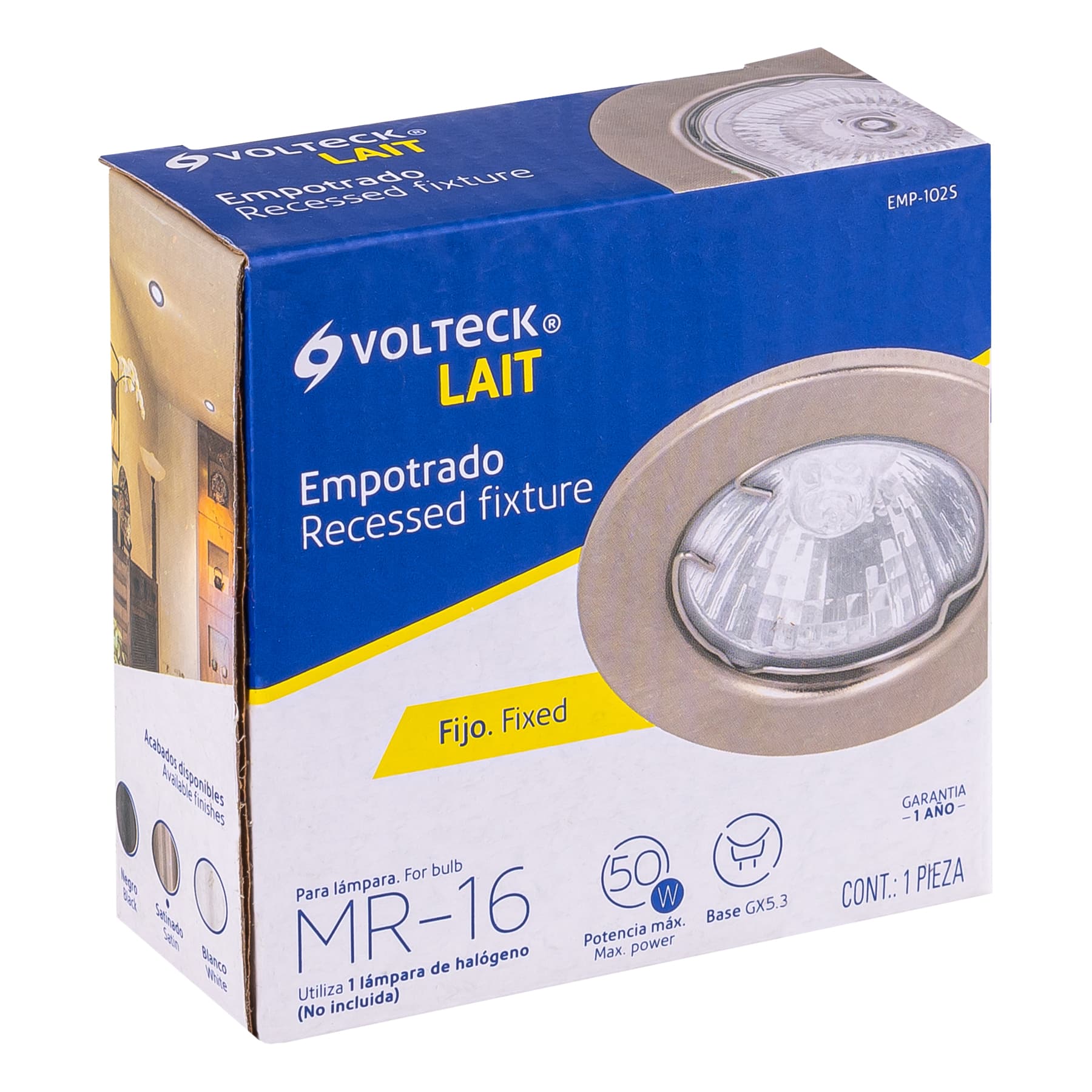 Luminario redondo satín spot fijo, lámpara no incluida | EMP-102S | 46614