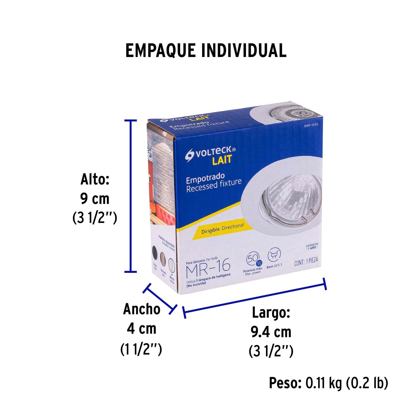 Luminario redondo blanco spot dirigible, lámpara no incluida | EMP-103S | 46615