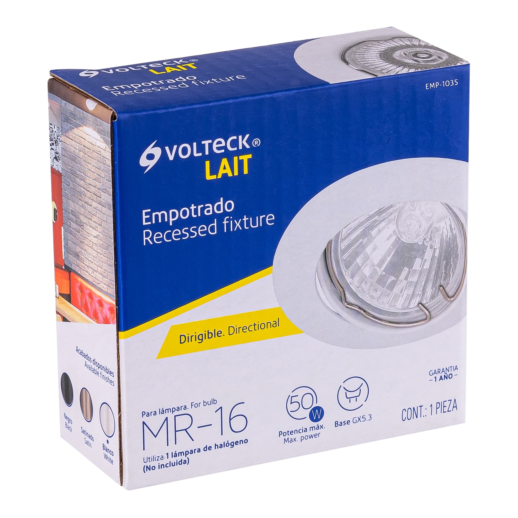 Luminario redondo blanco spot dirigible, lámpara no incluida | EMP-103S | 46615