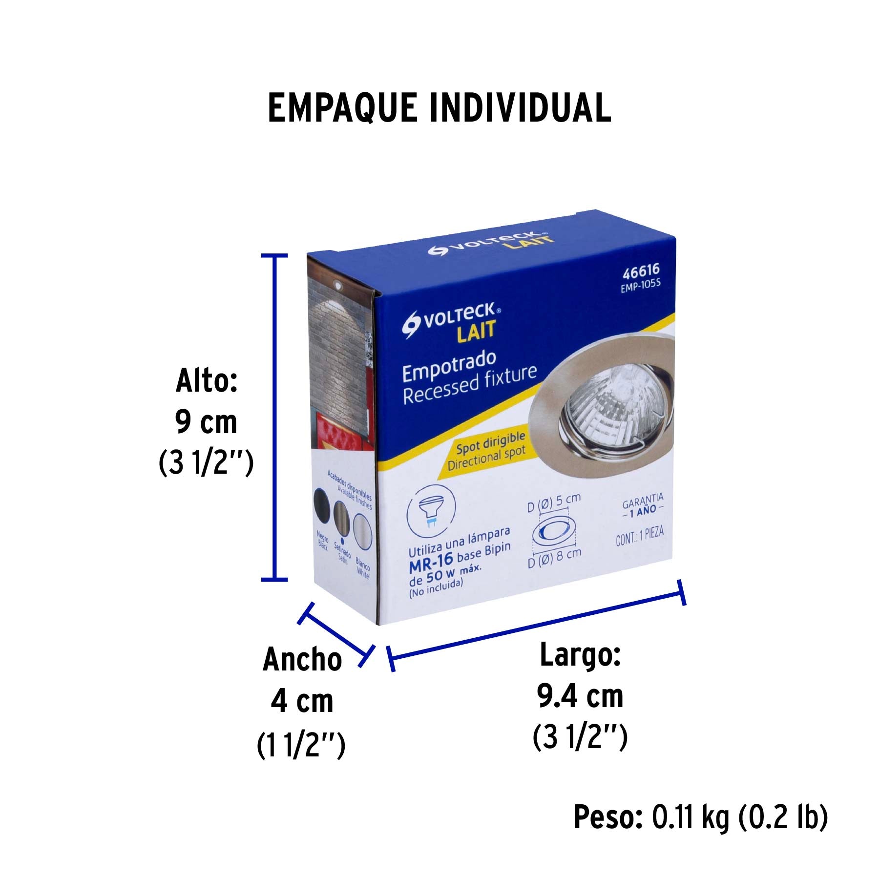 Luminario redondo satín spot dirigible, lámpara no incluida | EMP-105S | 46616