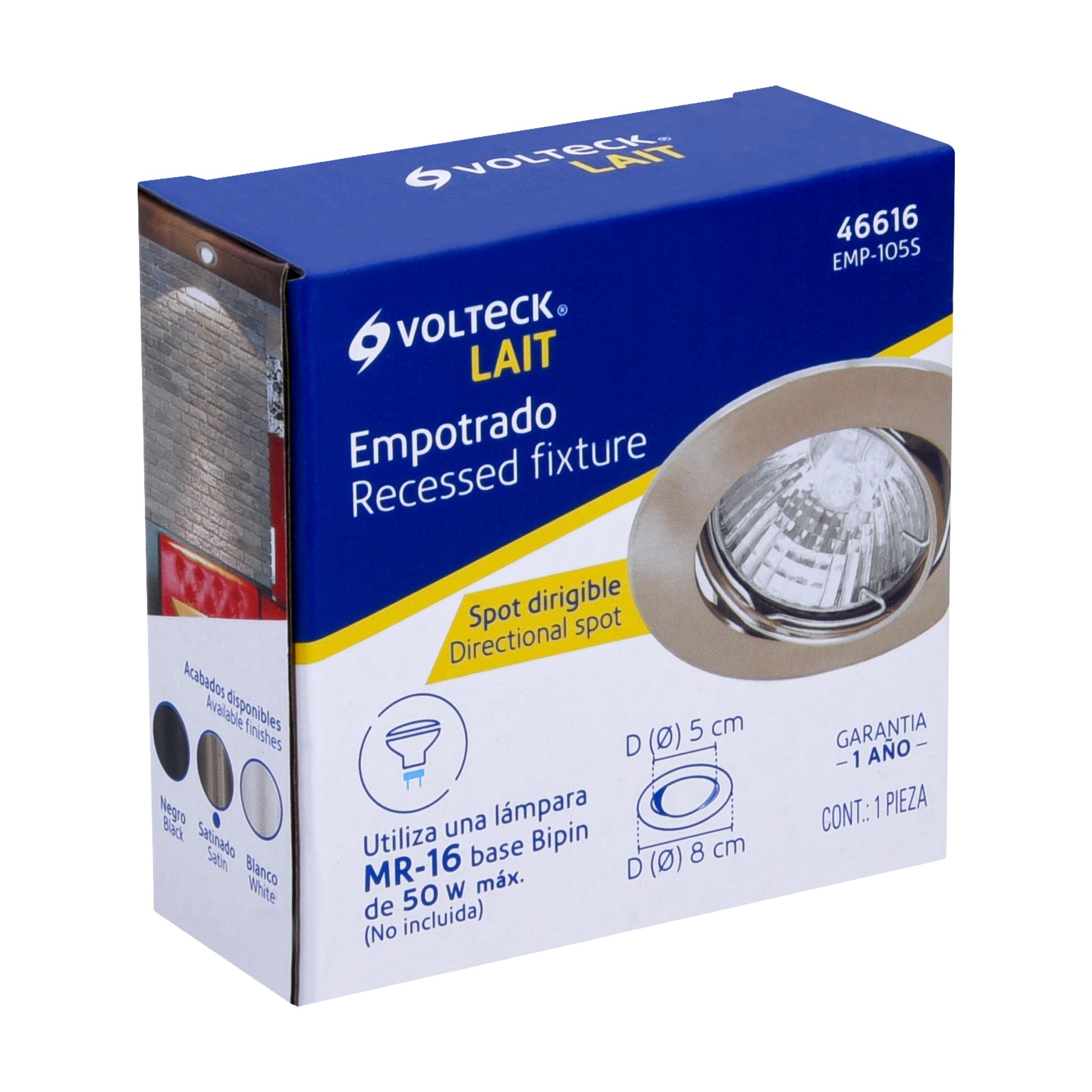 Luminario redondo satín spot dirigible, lámpara no incluida | EMP-105S | 46616