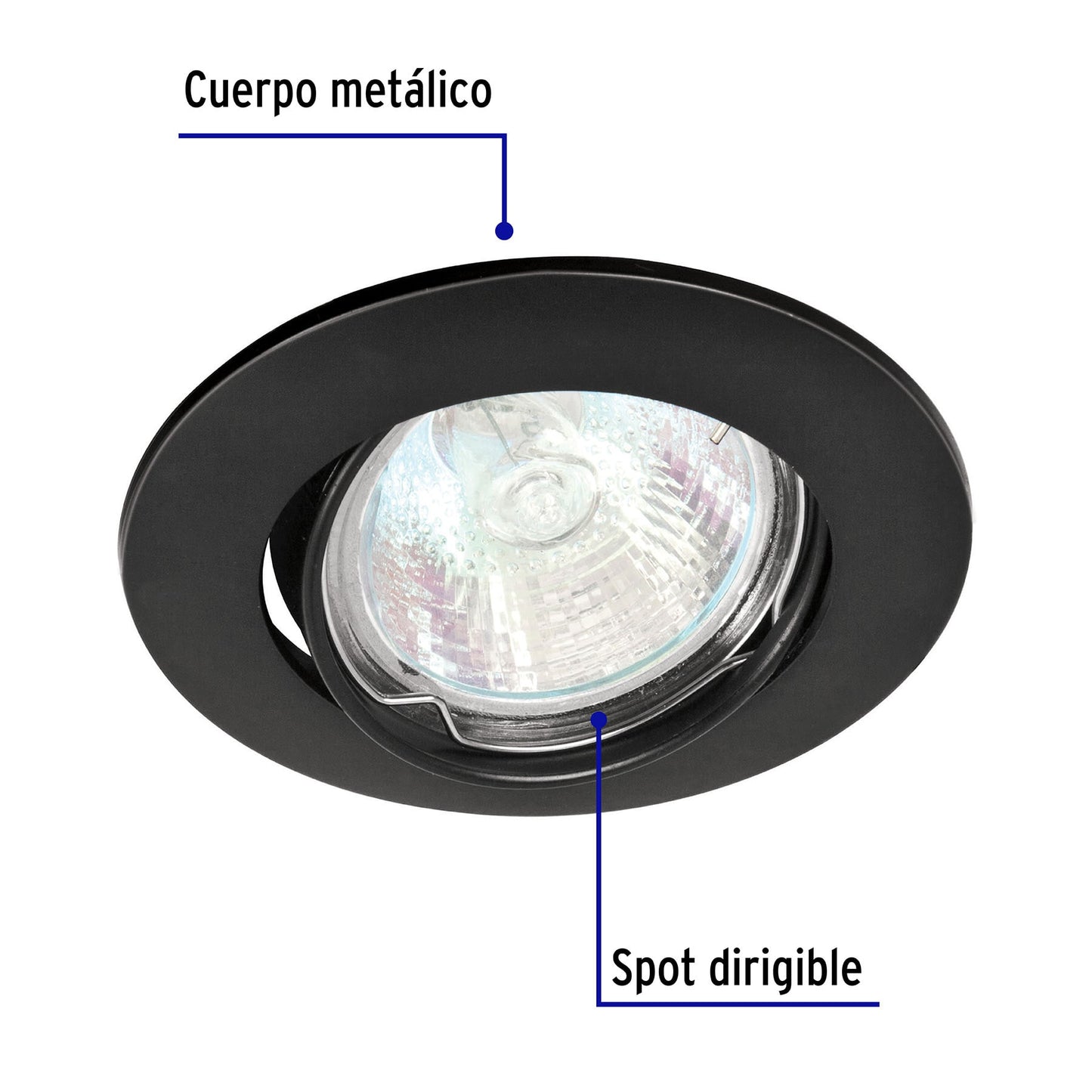 Luminario redondo negro spot dirigible, lámpara no incluida | EMP-104S | 46617