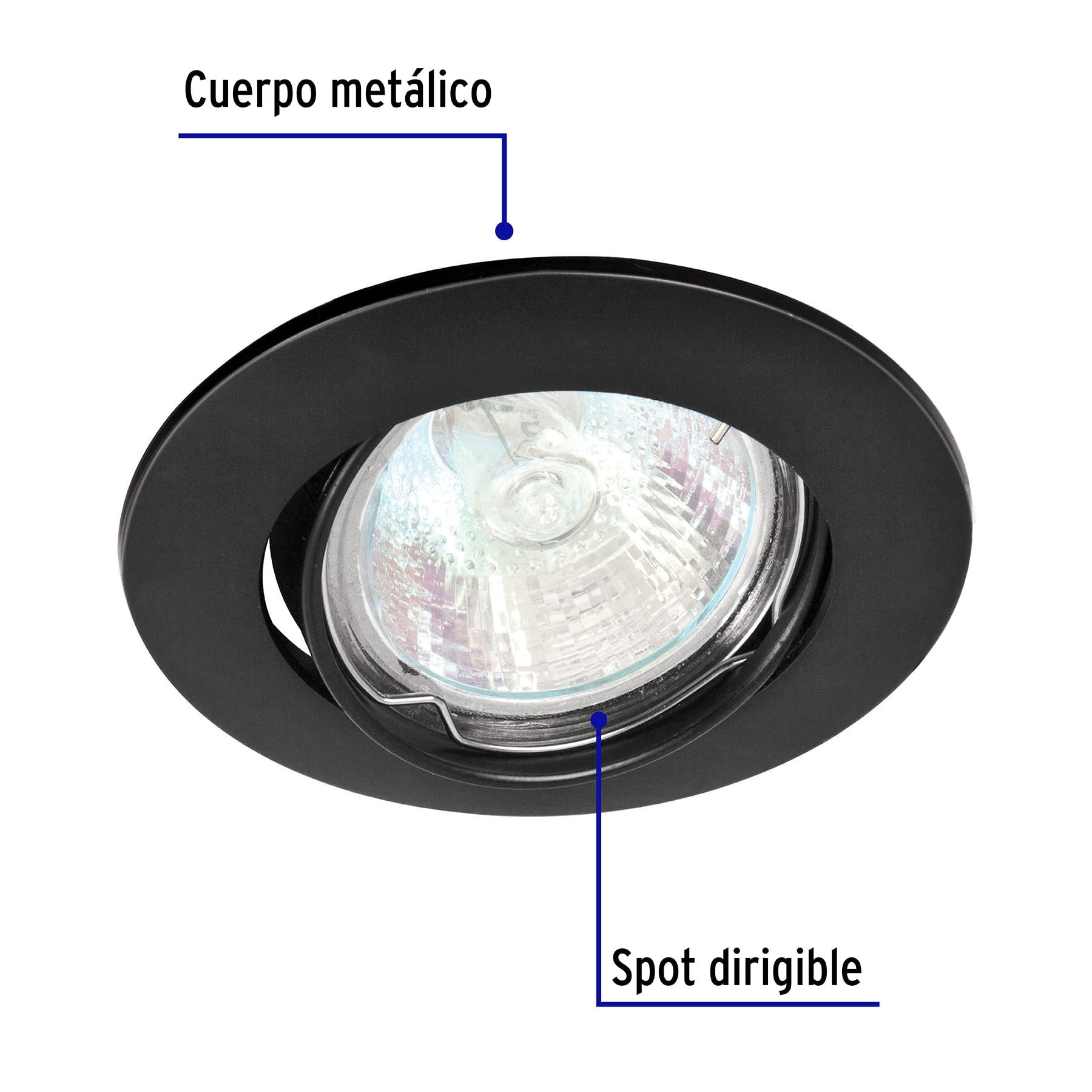 Luminario redondo negro spot dirigible, lámpara no incluida | EMP-104S | 46617