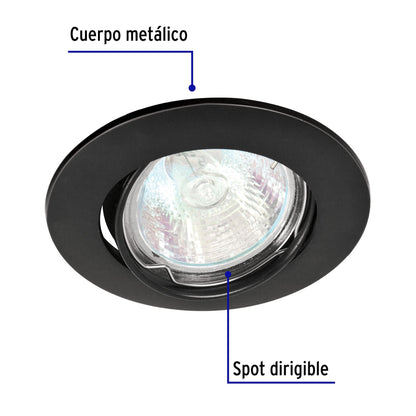 Luminario redondo negro spot dirigible, lámpara no incluida | EMP-104S | 46617