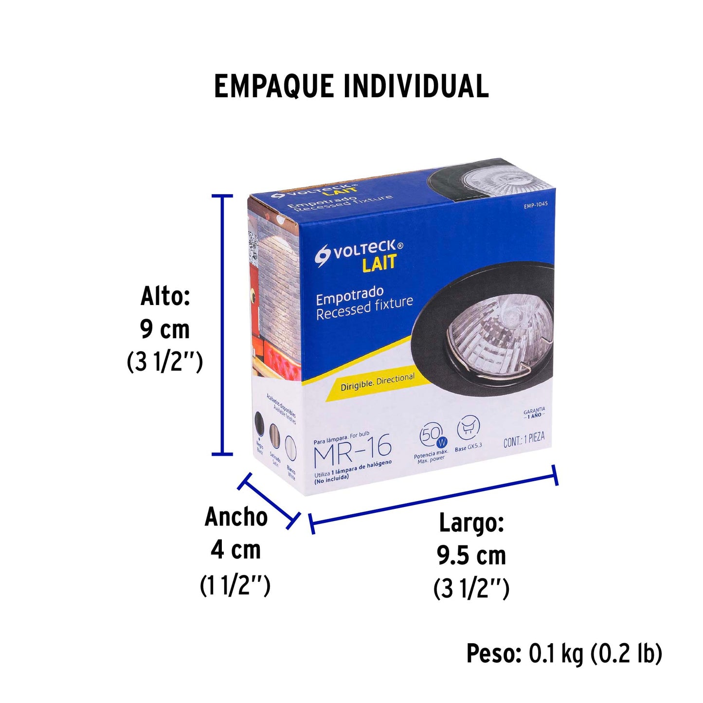 Luminario redondo negro spot dirigible, lámpara no incluida | EMP-104S | 46617