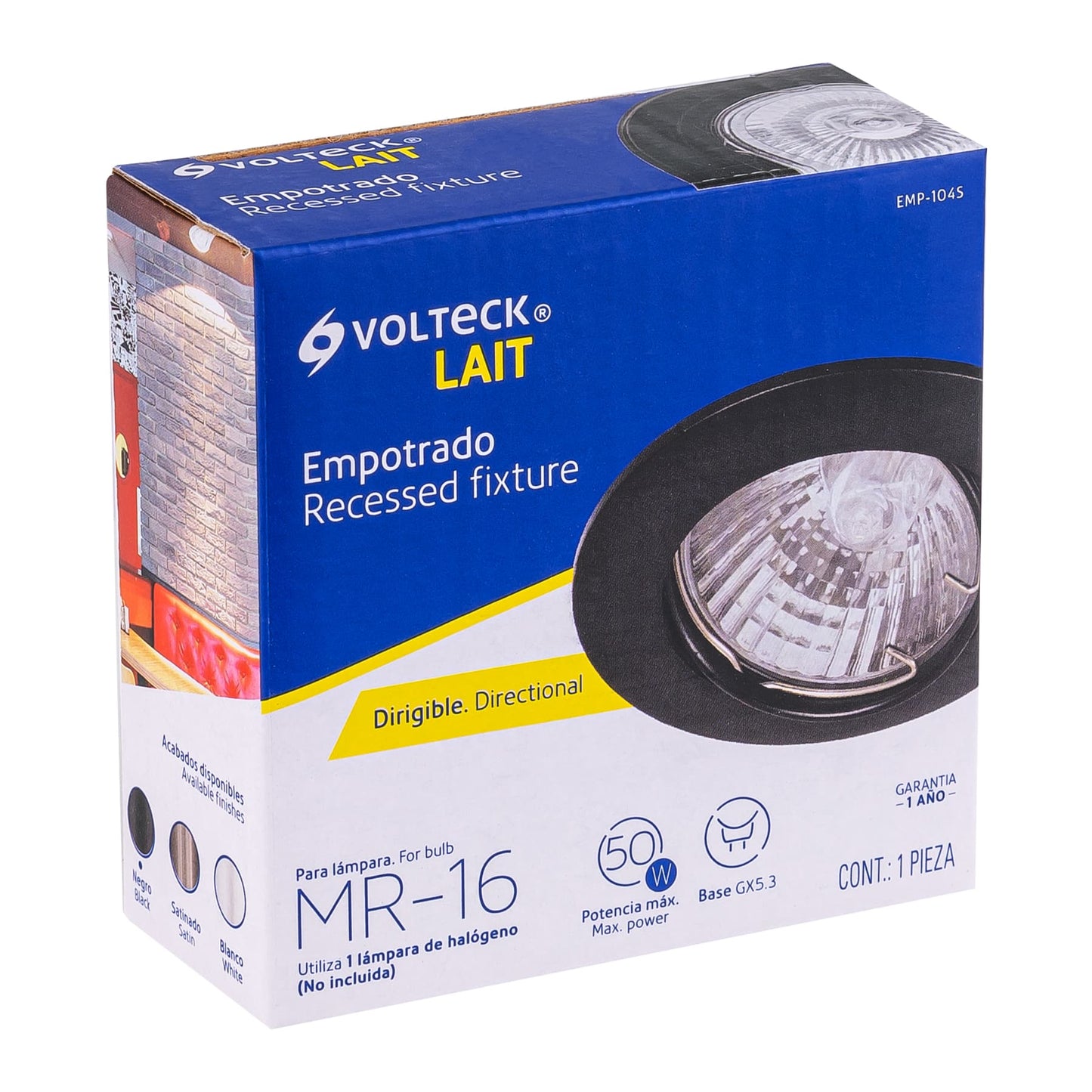 Luminario redondo negro spot dirigible, lámpara no incluida | EMP-104S | 46617