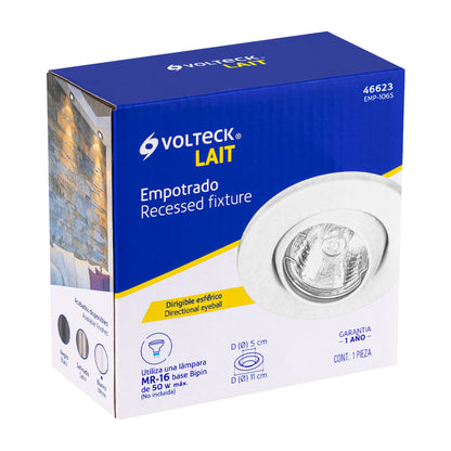 Luminario redondo blanco spot esférico, lámpara no incluida | EMP-106S | 46623