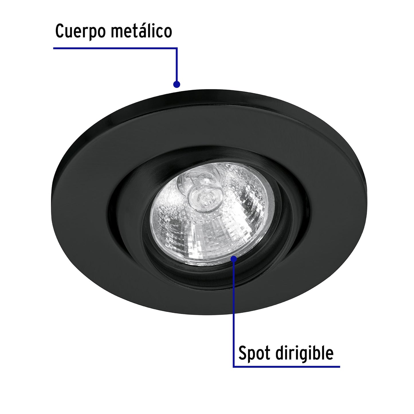 Luminario redondo negro spot esférico, lámpara no incluida | EMP-107S | 46624