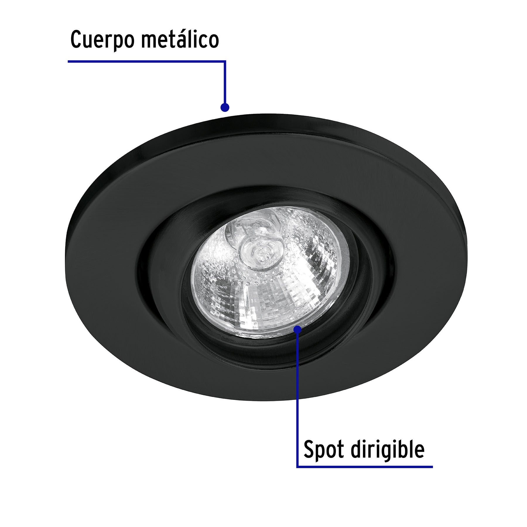 Luminario redondo negro spot esférico, lámpara no incluida | EMP-107S | 46624