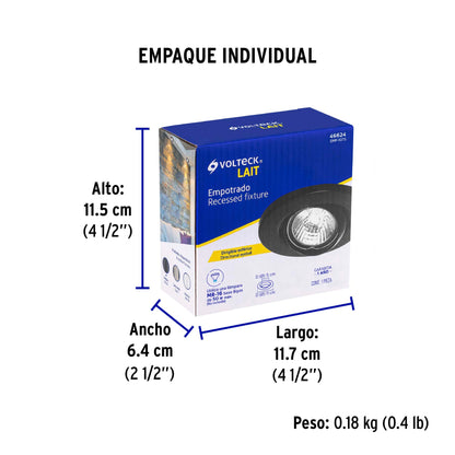 Luminario redondo negro spot esférico, lámpara no incluida | EMP-107S | 46624
