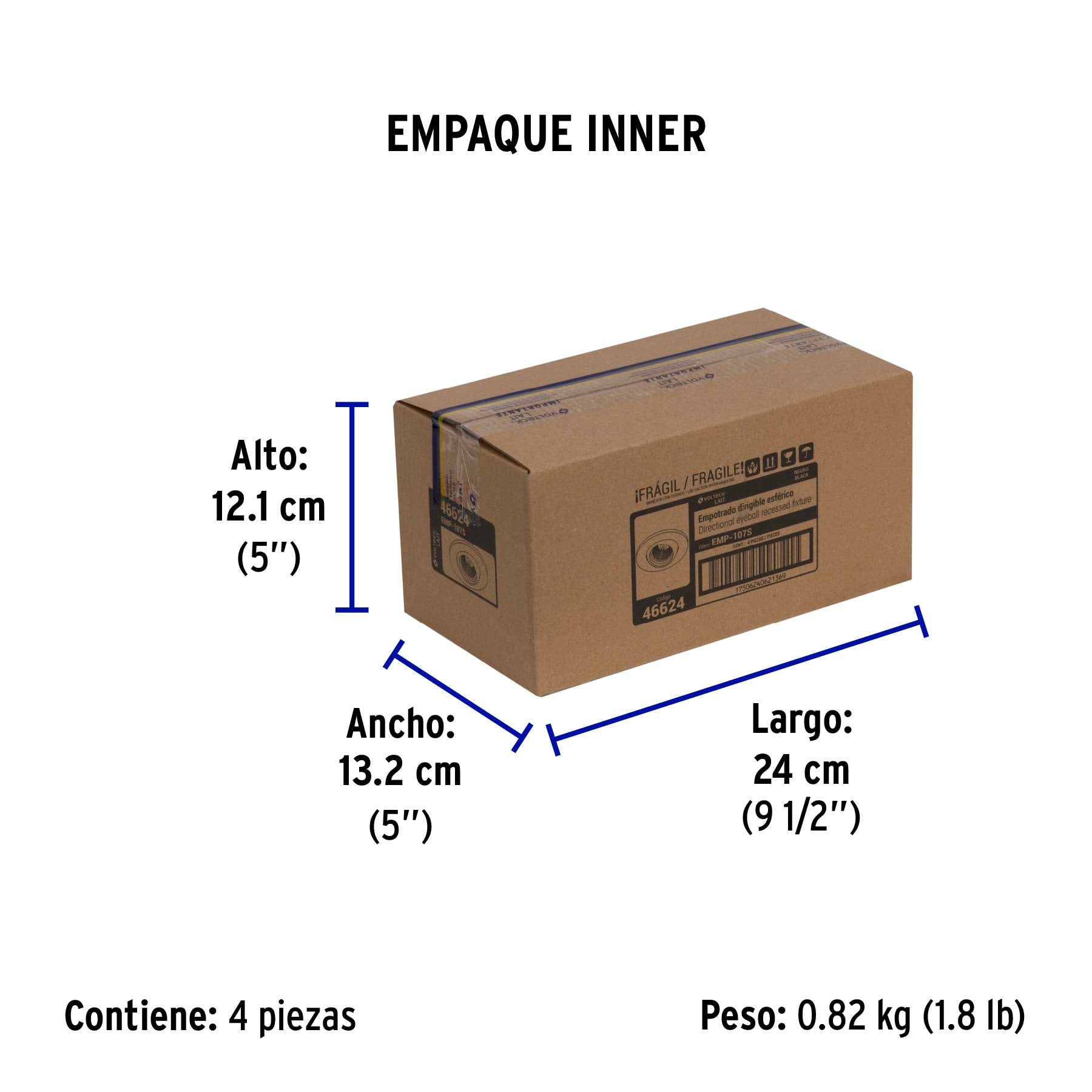 Luminario redondo negro spot esférico, lámpara no incluida | EMP-107S | 46624