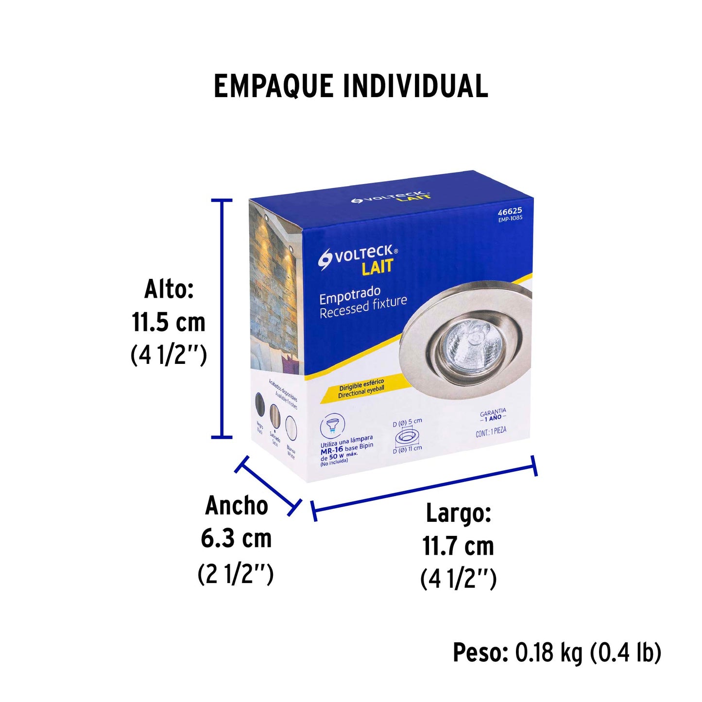 Luminario redondo satín spot esférico, lámpara no incluida | EMP-108S | 46625