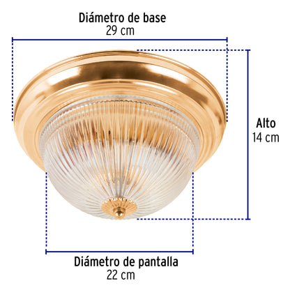Luminario decorativo 15x28 cm pantalla cristal, s/lámparas | SOB-101S | 46626