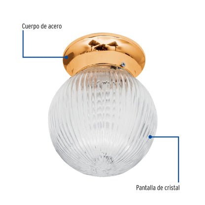 Luminario decorativo 19x16 cm pantalla cristal, sin lámpara | SOB-102S | 46628