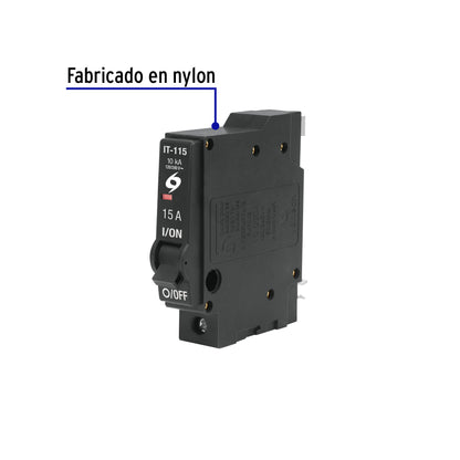 Interruptor de 1 polo 15A, enchufable, VOLTECK | IT-115 | 46700