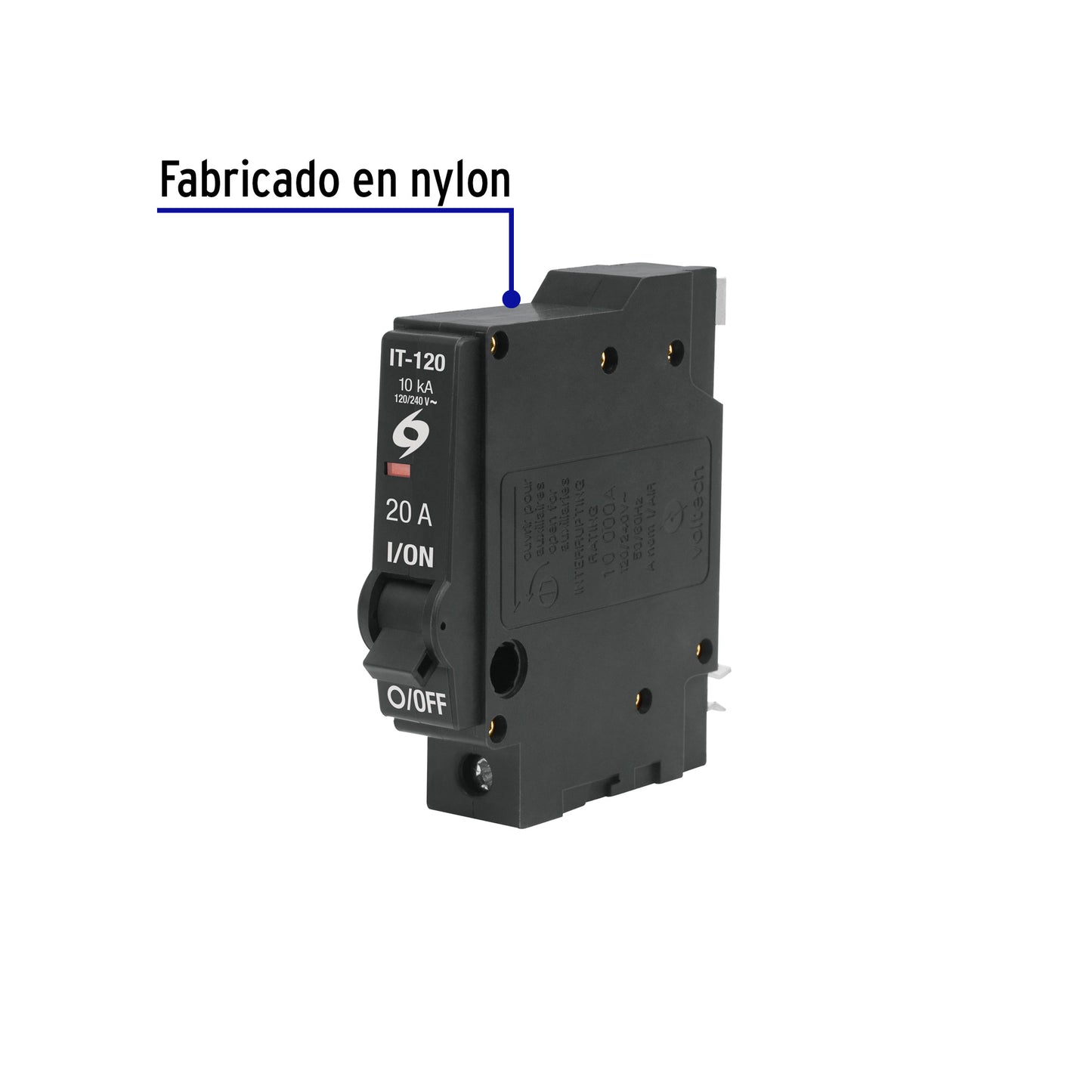 Interruptor de 1 polo 20A, enchufable, VOLTECK | IT-120 | 46701