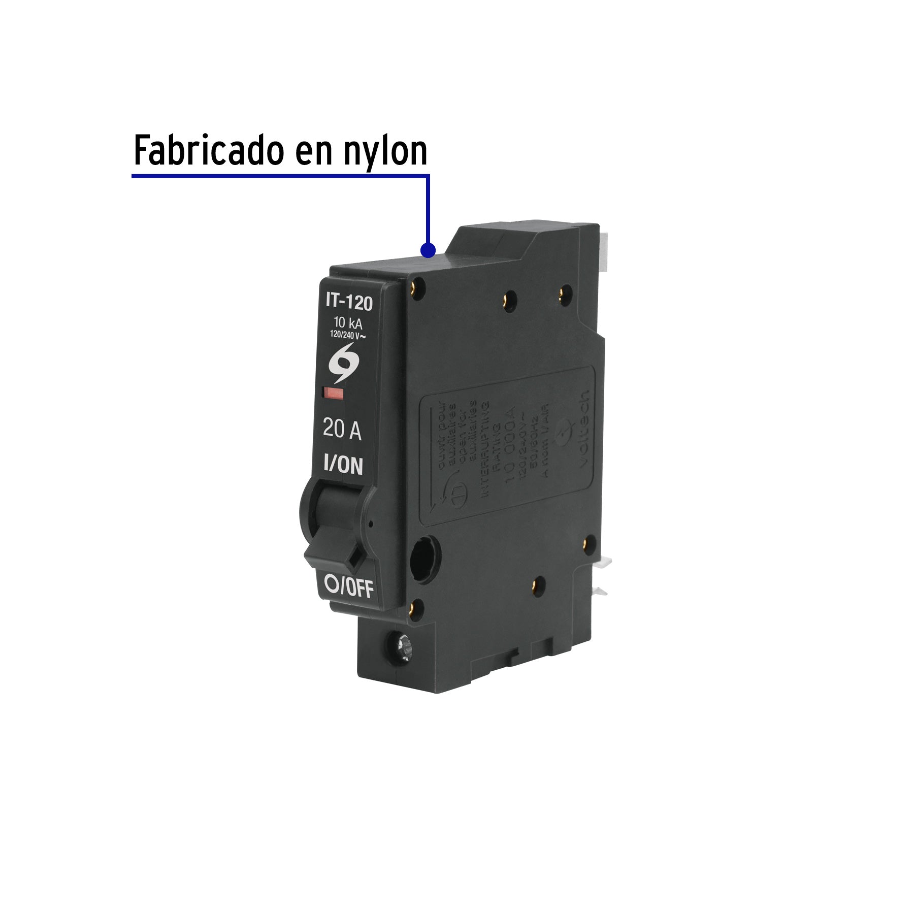 Interruptor de 1 polo 20A, enchufable, VOLTECK | IT-120 | 46701