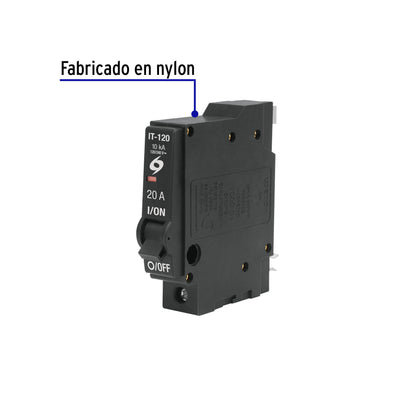 Interruptor de 1 polo 20A, enchufable, VOLTECK | IT-120 | 46701