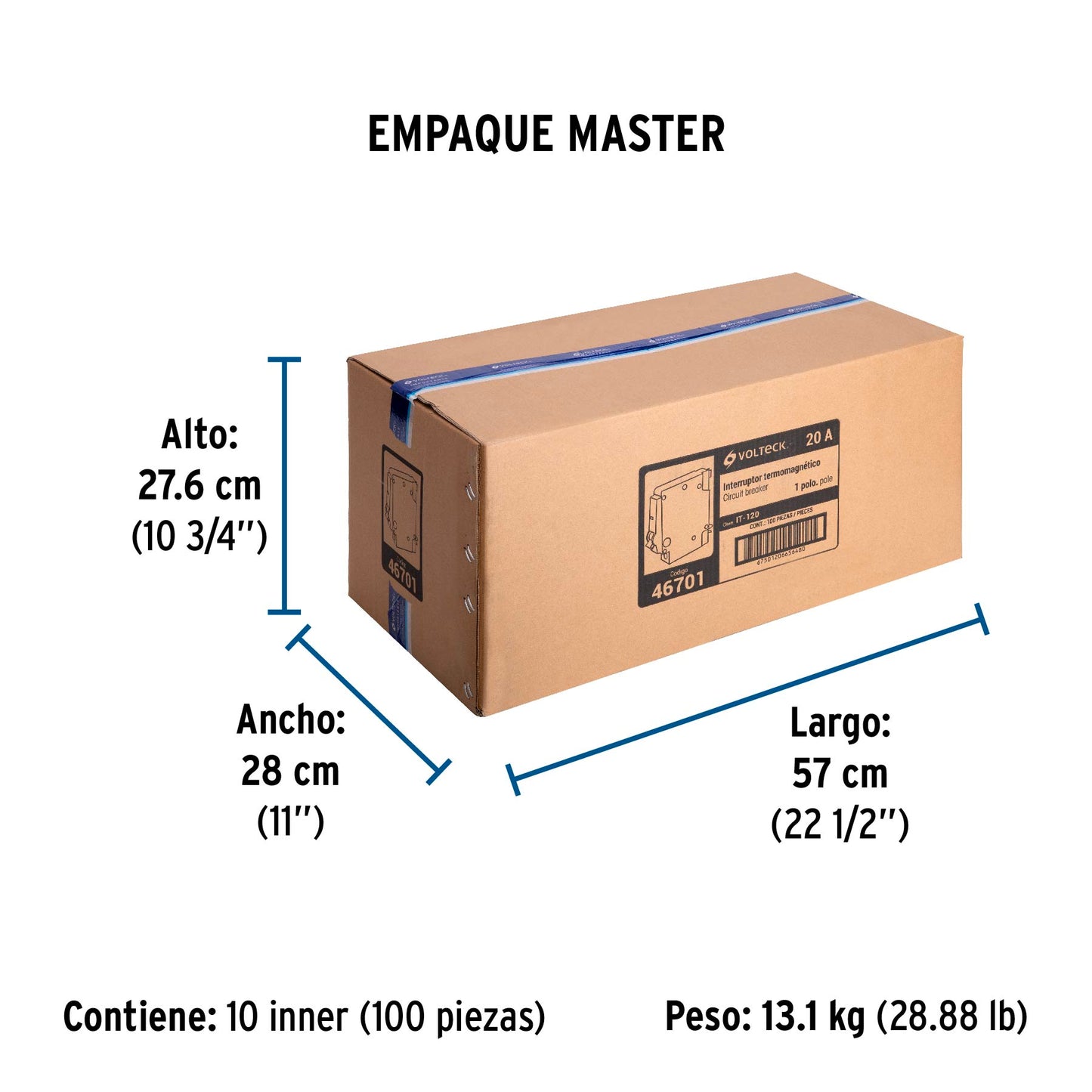 Interruptor de 1 polo 20A, enchufable, VOLTECK | IT-120 | 46701