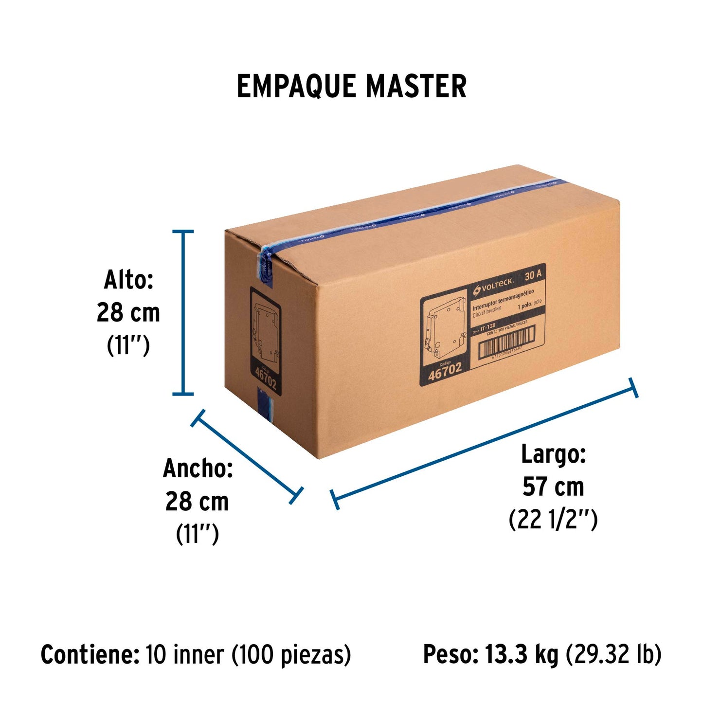Interruptor de 1 polo 30A, enchufable, VOLTECK | IT-130 | 46702