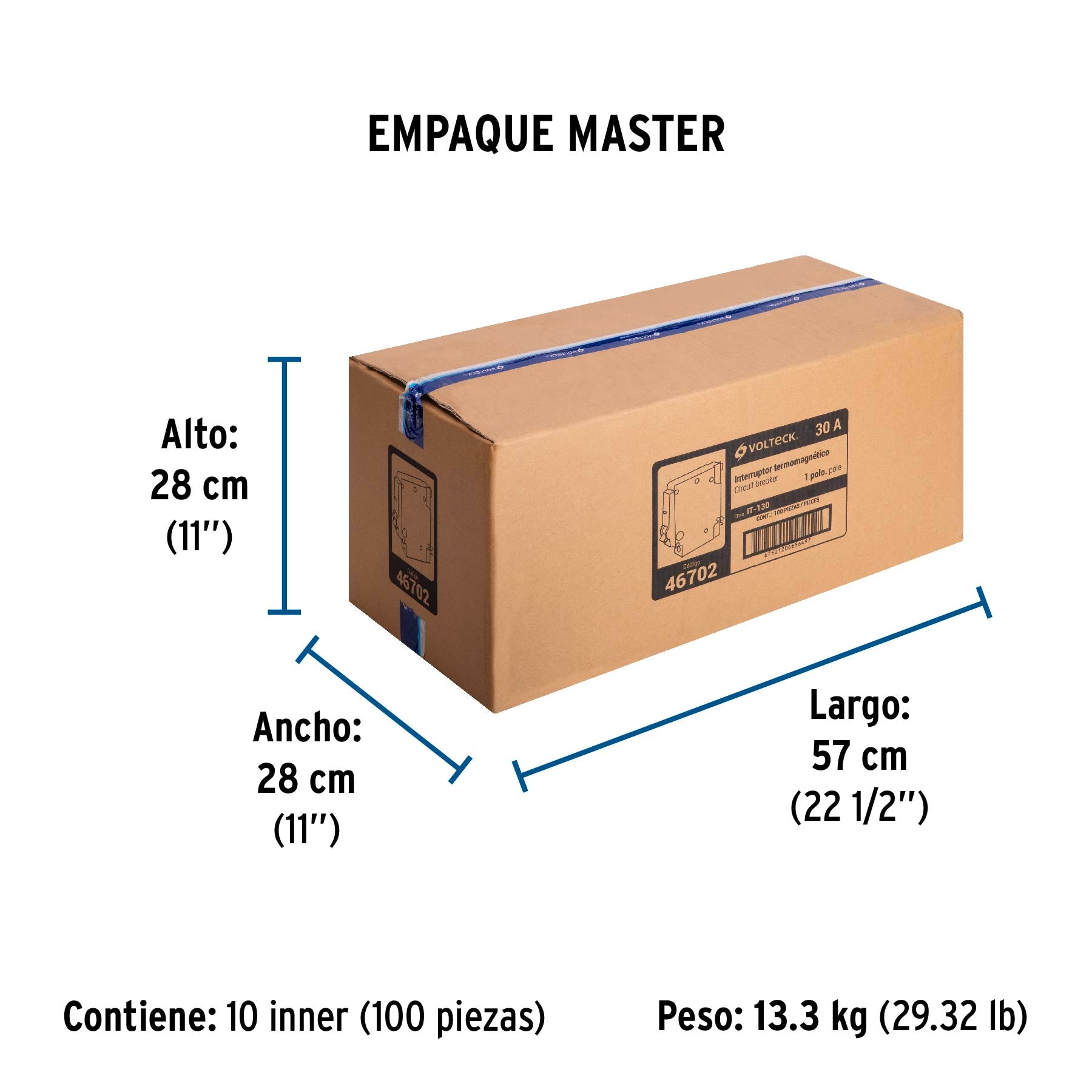 Interruptor de 1 polo 30A, enchufable, VOLTECK | IT-130 | 46702