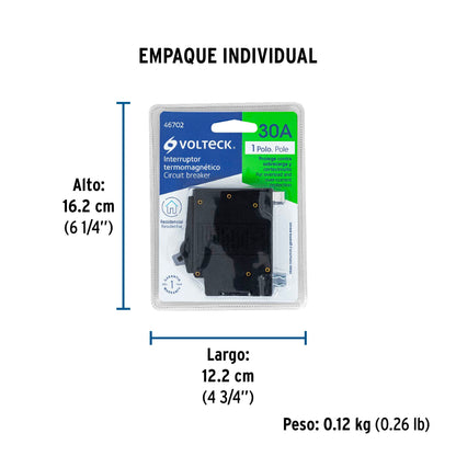 Interruptor de 1 polo 30A, enchufable, VOLTECK | IT-130 | 46702