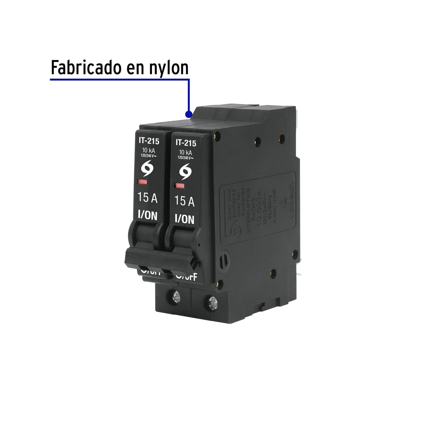 Interruptor de 2 polos 15A, enchufable, VOLTECK | IT-215 | 46703