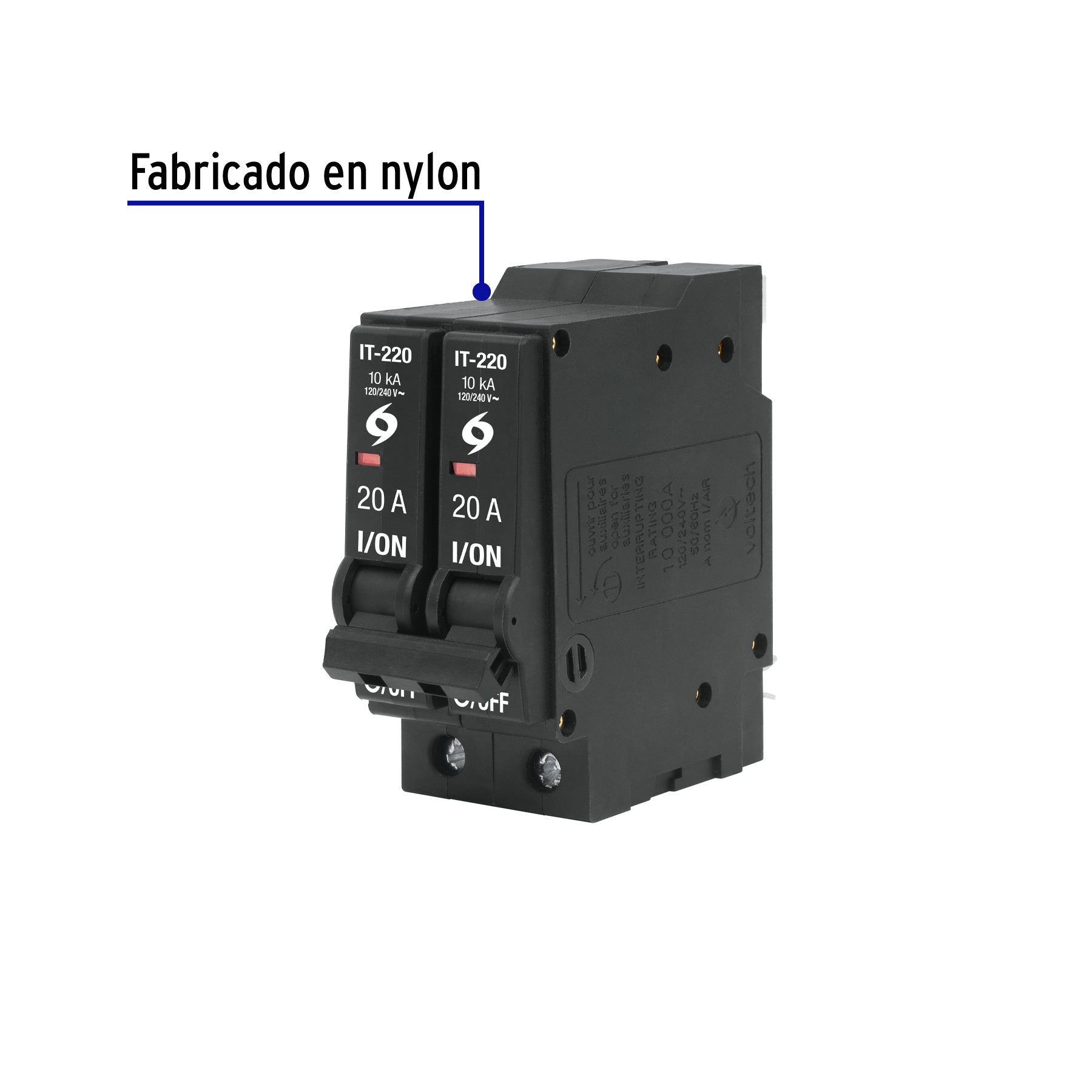 Interruptor de 2 polos 20A, enchufable, VOLTECK | IT-220 | 46704