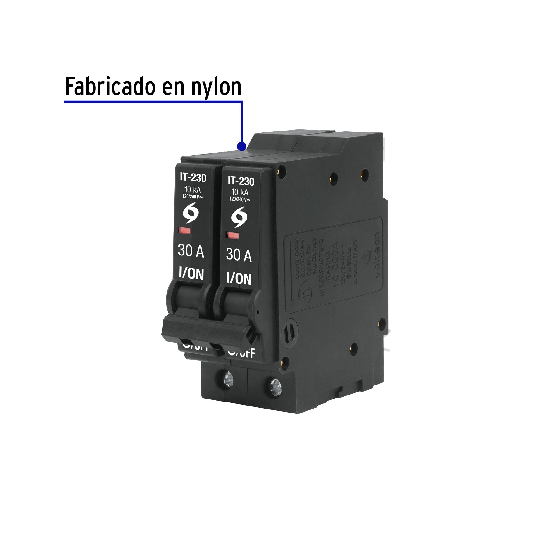 Interruptor de 2 polos 30A, enchufable, VOLTECK | IT-230 | 46705