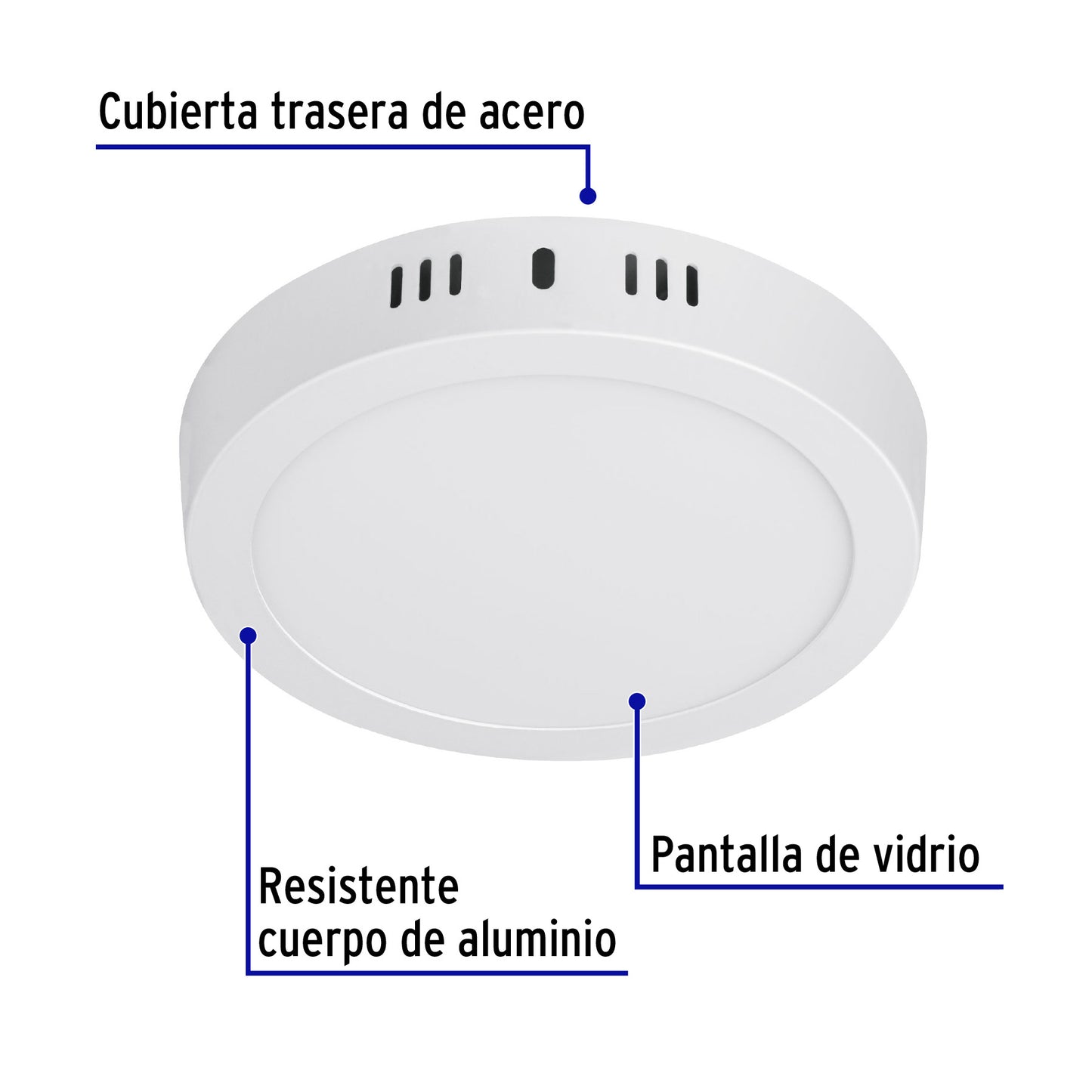 Luminario LED plafón 12W 6500K, redondo, blanco, VOLTECK | PLA-205L | 46713