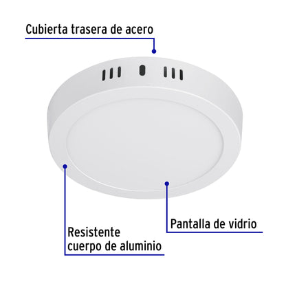 Luminario LED plafón 12W 6500K, redondo, blanco, VOLTECK | PLA-205L | 46713