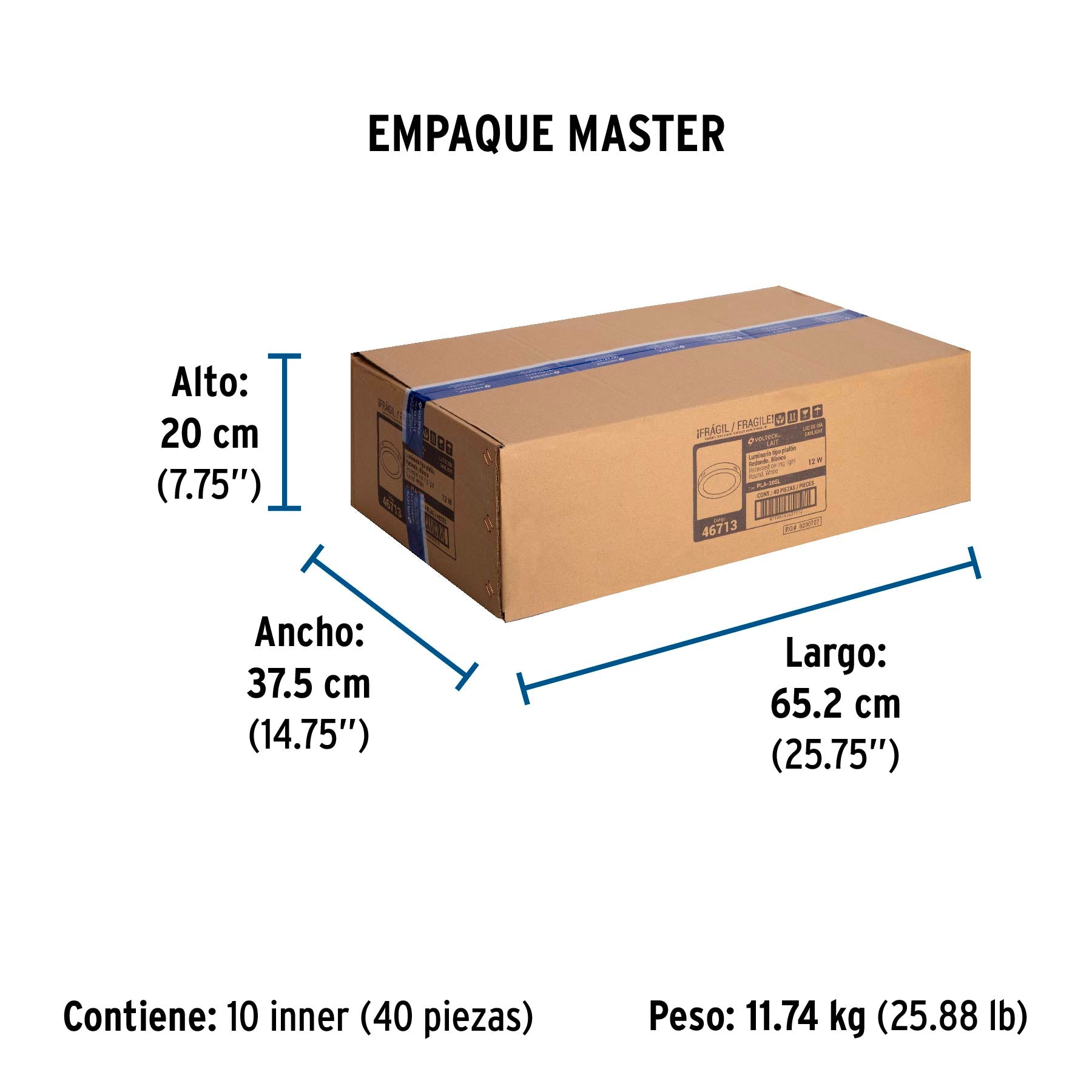 Luminario LED plafón 12W 6500K, redondo, blanco, VOLTECK | PLA-205L | 46713