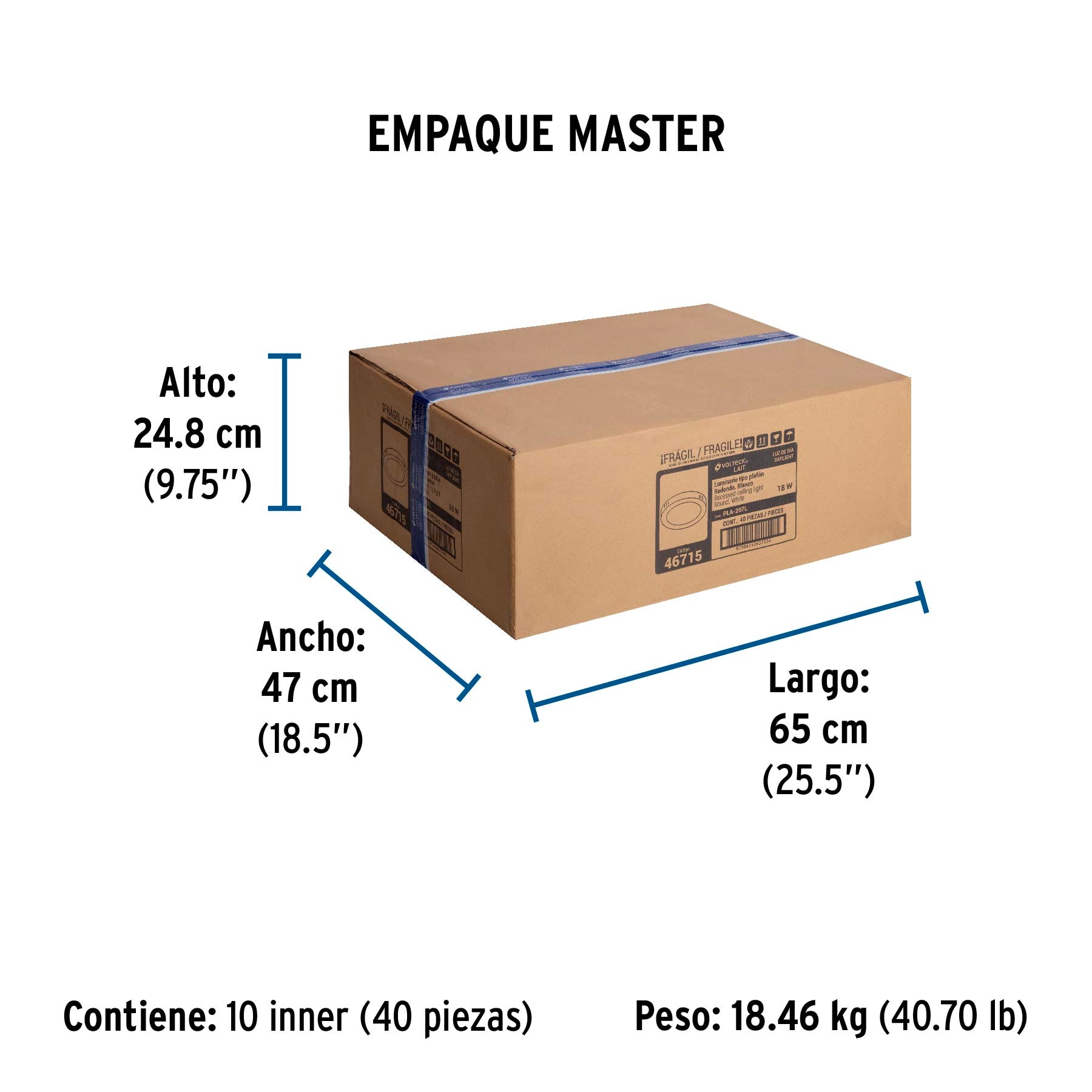 Luminario LED plafón 18W 6500K, redondo, blanco, VOLTECK | PLA-207L | 46715