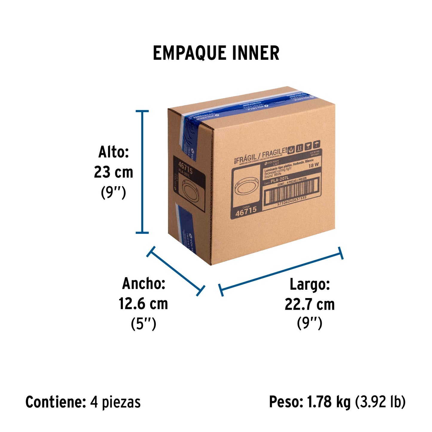 Luminario LED plafón 18W 6500K, redondo, blanco, VOLTECK | PLA-207L | 46715