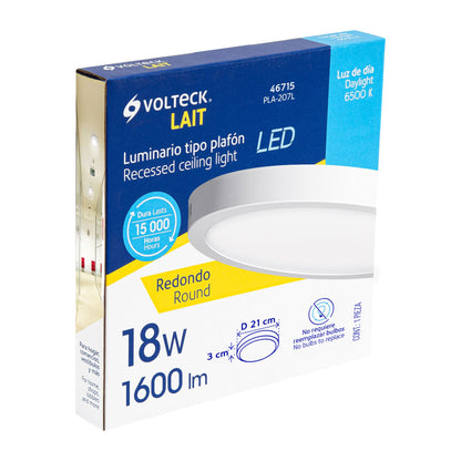 Luminario LED plafón 18W 6500K, redondo, blanco, VOLTECK | PLA-207L | 46715