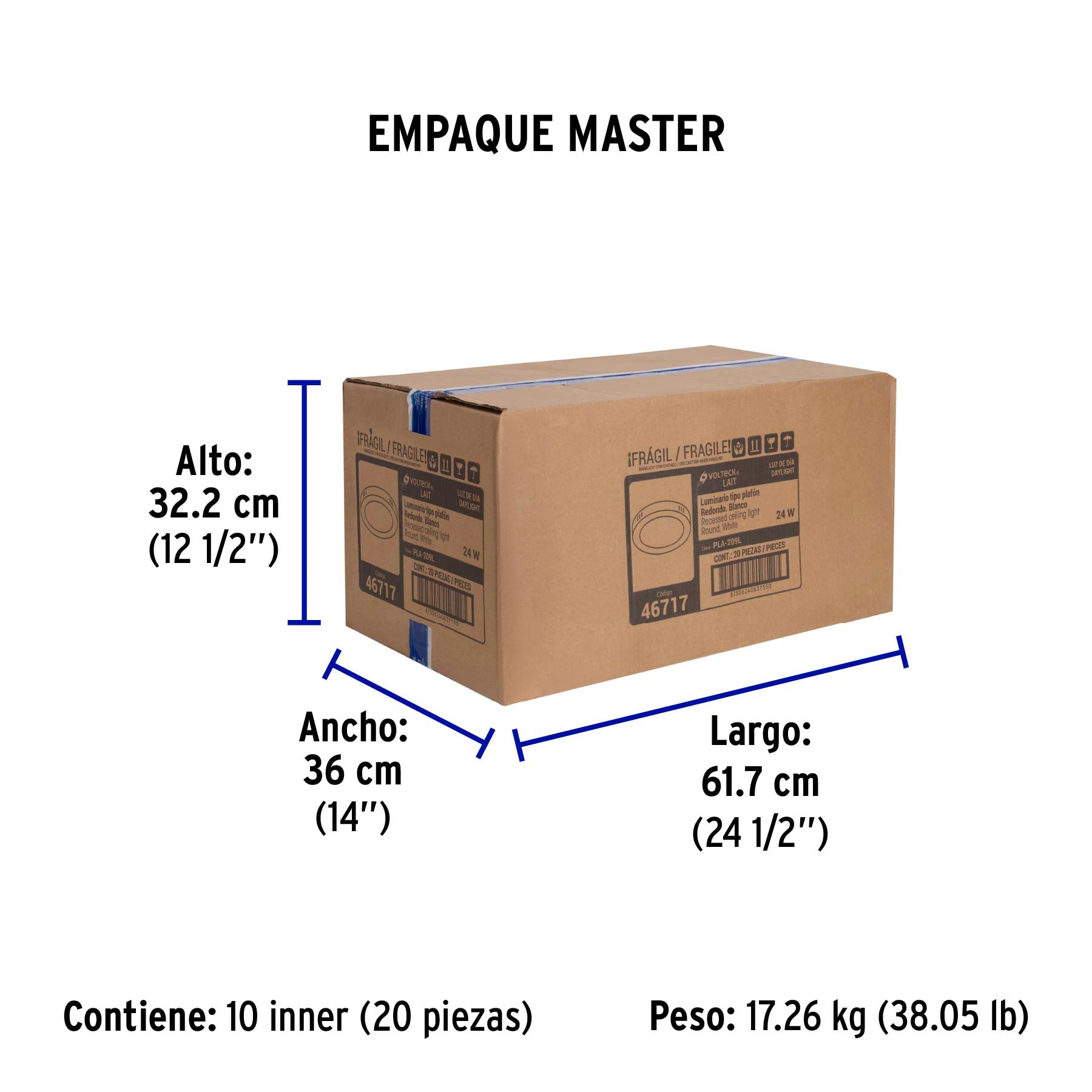 Luminario LED plafón 24W 6500K, redondo, blanco, VOLTECK | PLA-209L | 46717