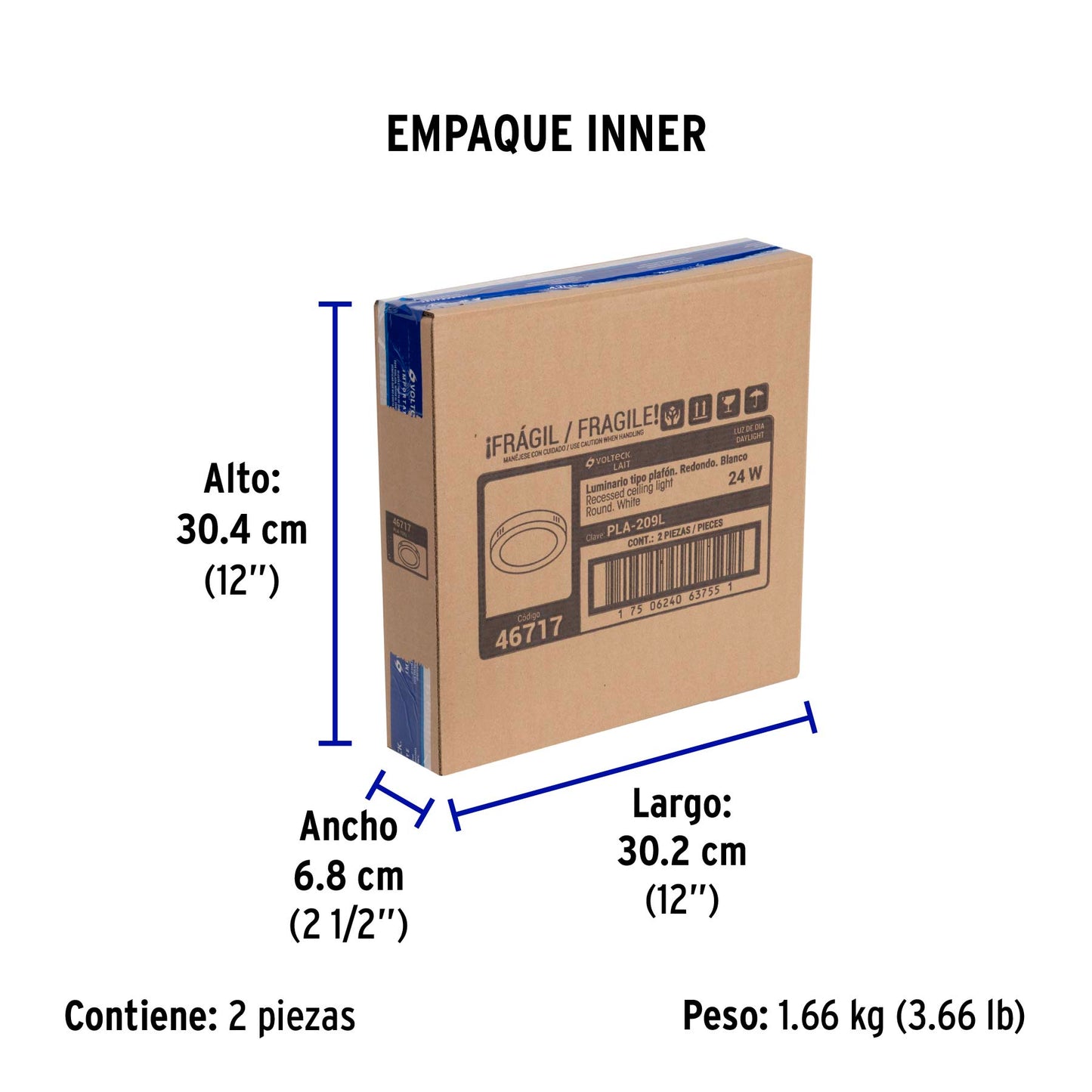 Luminario LED plafón 24W 6500K, redondo, blanco, VOLTECK | PLA-209L | 46717