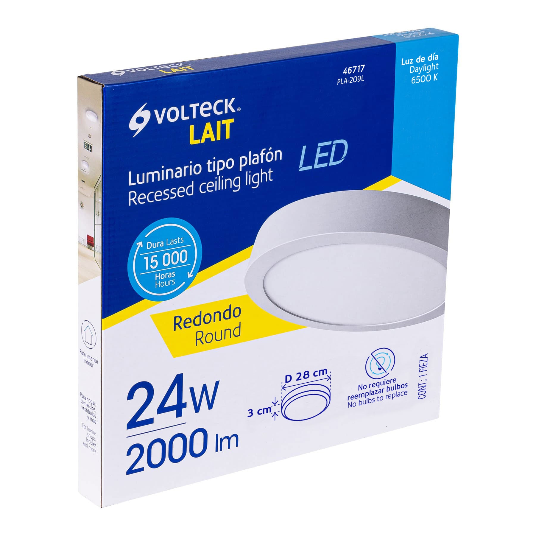 Luminario LED plafón 24W 6500K, redondo, blanco, VOLTECK | PLA-209L | 46717